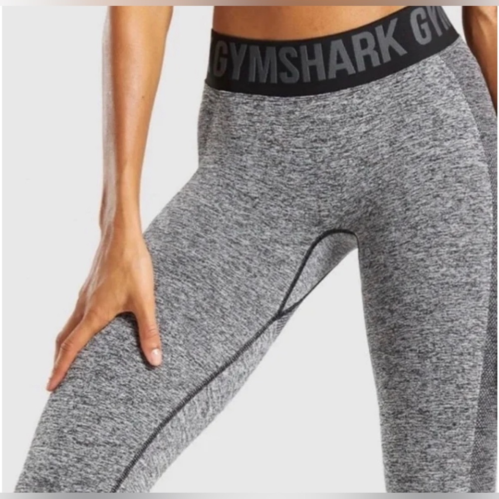 Gymshark Flex Low Rise Athletic Gym Workout Leggings Black Marl Charcoal M - Picture 4 of 14